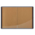 Nobo Premium Plus Indoor Notice Board With Sliding Lockable Door Cork Surface 18 x A4