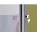 Nobo Premium Plus Indoor Lockable Magnetic Notice Board, Swing Door with Lock, Fits 4 x A4