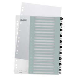 Leitz WOW Printable Index Dividers, 20 Tabs, Black and White