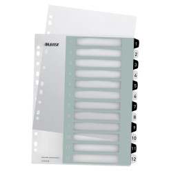 Leitz WOW Printable Dividers, 12 Tabs, Black and White