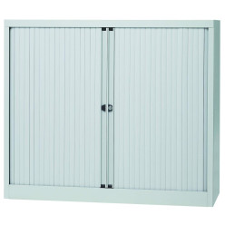 Bisley roldeurkast, ft 103 x 120 x 43 cm (h x b x d), 2 legborden, lichtgrijs