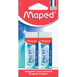 Maped gomme Technic Ultra Classic, blanc, blister de 2 pièces