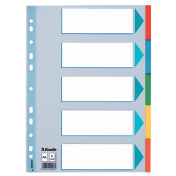Esselte A4 Cardboard Dividers 5 Tabs Assorted Colors