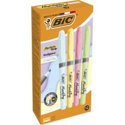 Bic markeerstift Highlighter Grip Pastel, doos met 12 stuks