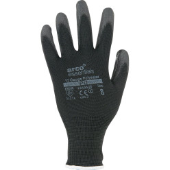 Arco Essentials Gants de travail en polyester enduits de PU Noir Taille 8 - Paquet 12 /Paquet