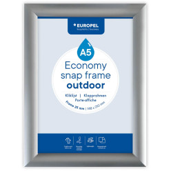 Europel Economy snap frame, waterproof, 25mm profile, A5 size, silver