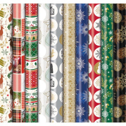 Premium Christmas Wrapping Paper, 70 cm x 2 m, Assorted Colors