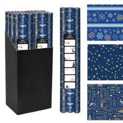 Christmas Gift Wrapping Paper, Blue, 70 cm x 2 m, Pack of 3 Sheets