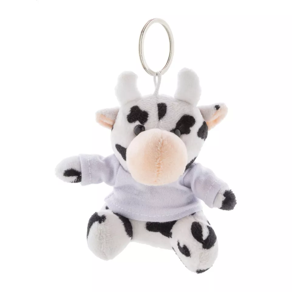 CowFob white black plush cow keyring 
