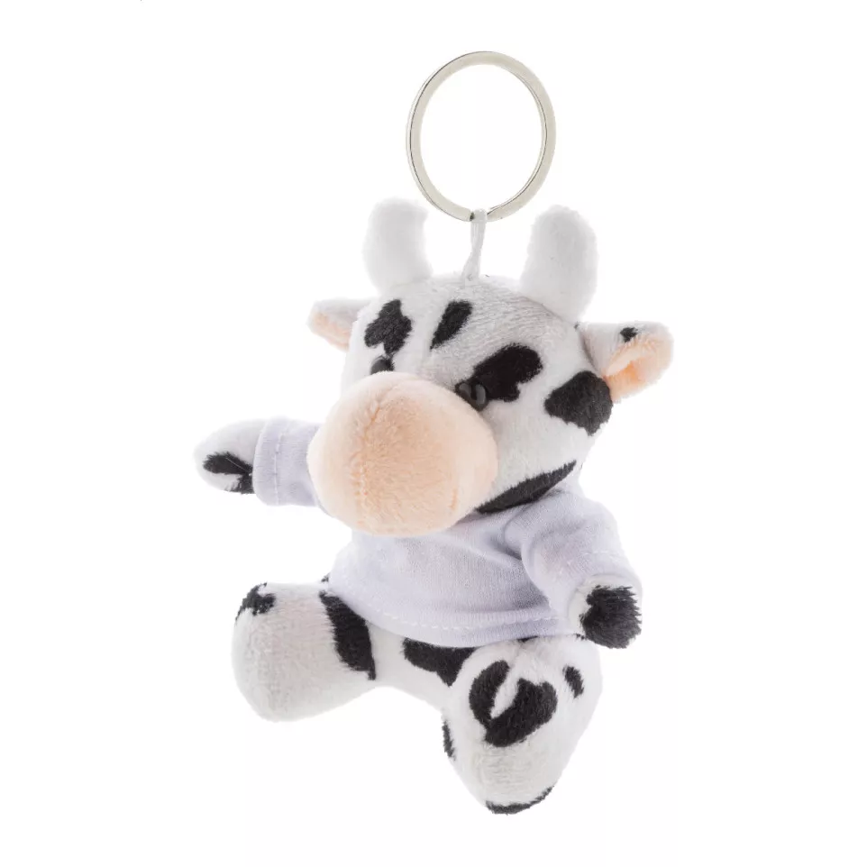 CowFob white black plush cow keyring 