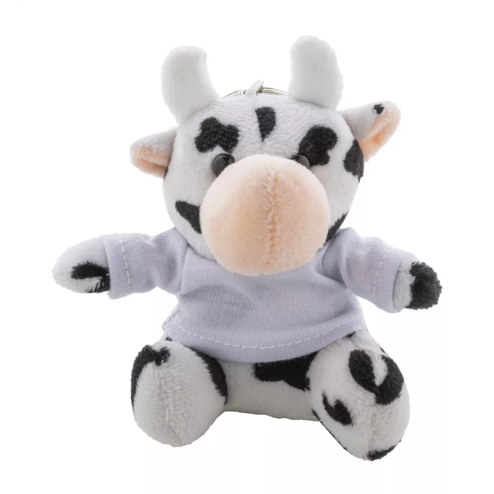 CowFob white black plush cow keyring 