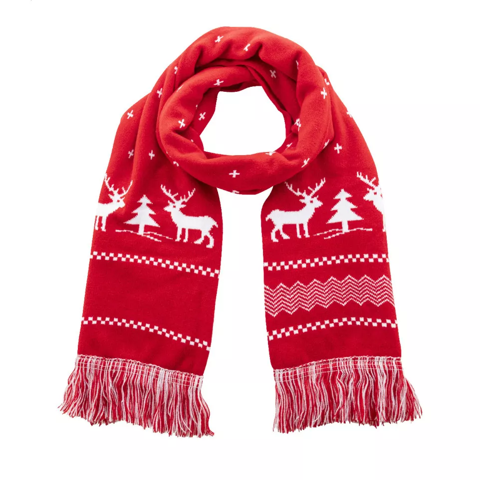 Skandihals red  Christmas winter scarf 