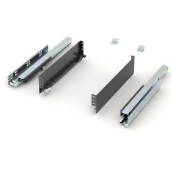 Kit de côtés de tiroir ultra mince anthracite hauteur 90mm avec coulisses Soft-close capacité 40kg profondeur 400mm Pure-Pro / P