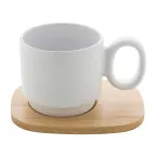 Kaguya blanc  Mug en céramique avec plateau en bambou 