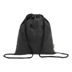 Dropex black  recycled cotton drawstring bag 