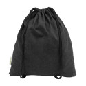 Dropex black  recycled cotton drawstring bag 