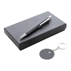 Miroset dark grey  pen and keyring set 