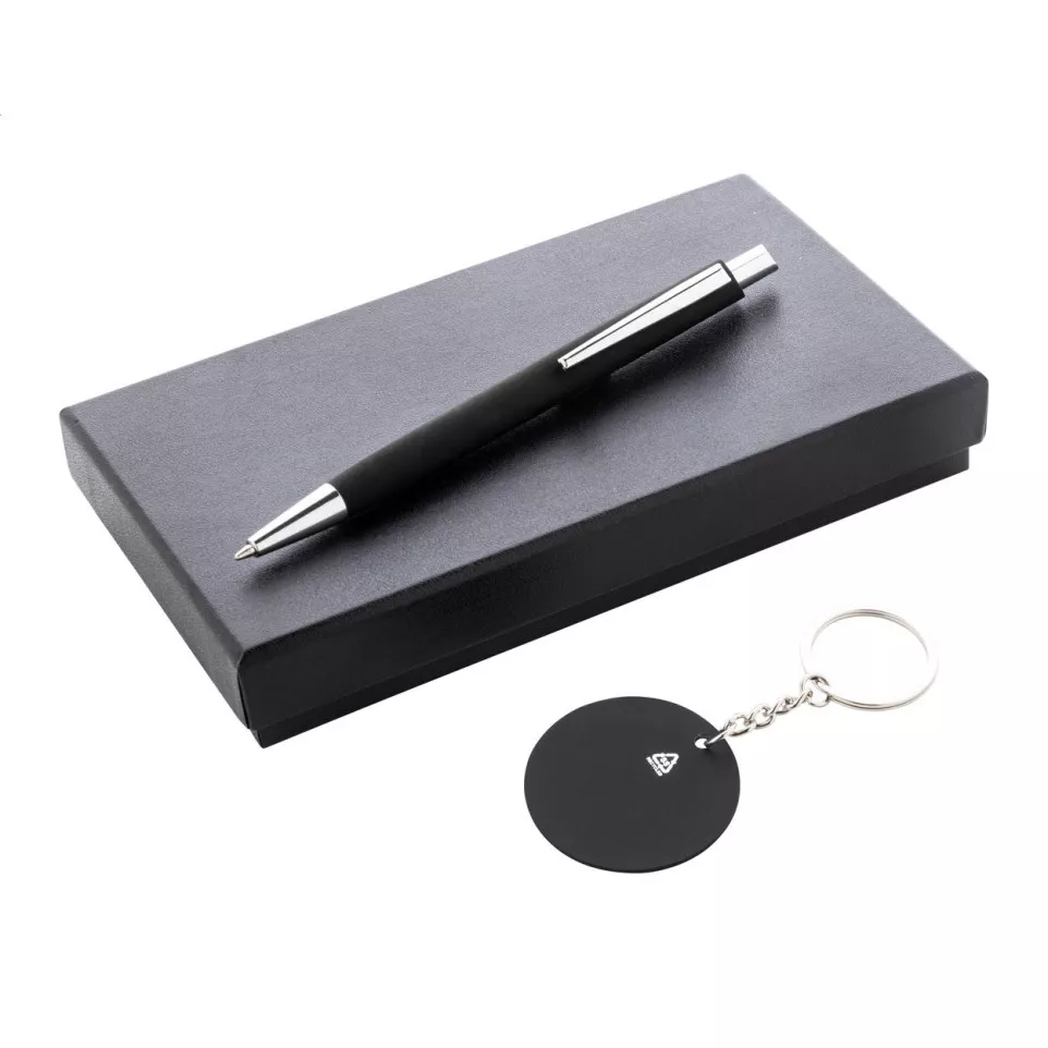 Miroset black  pen and keyring set 