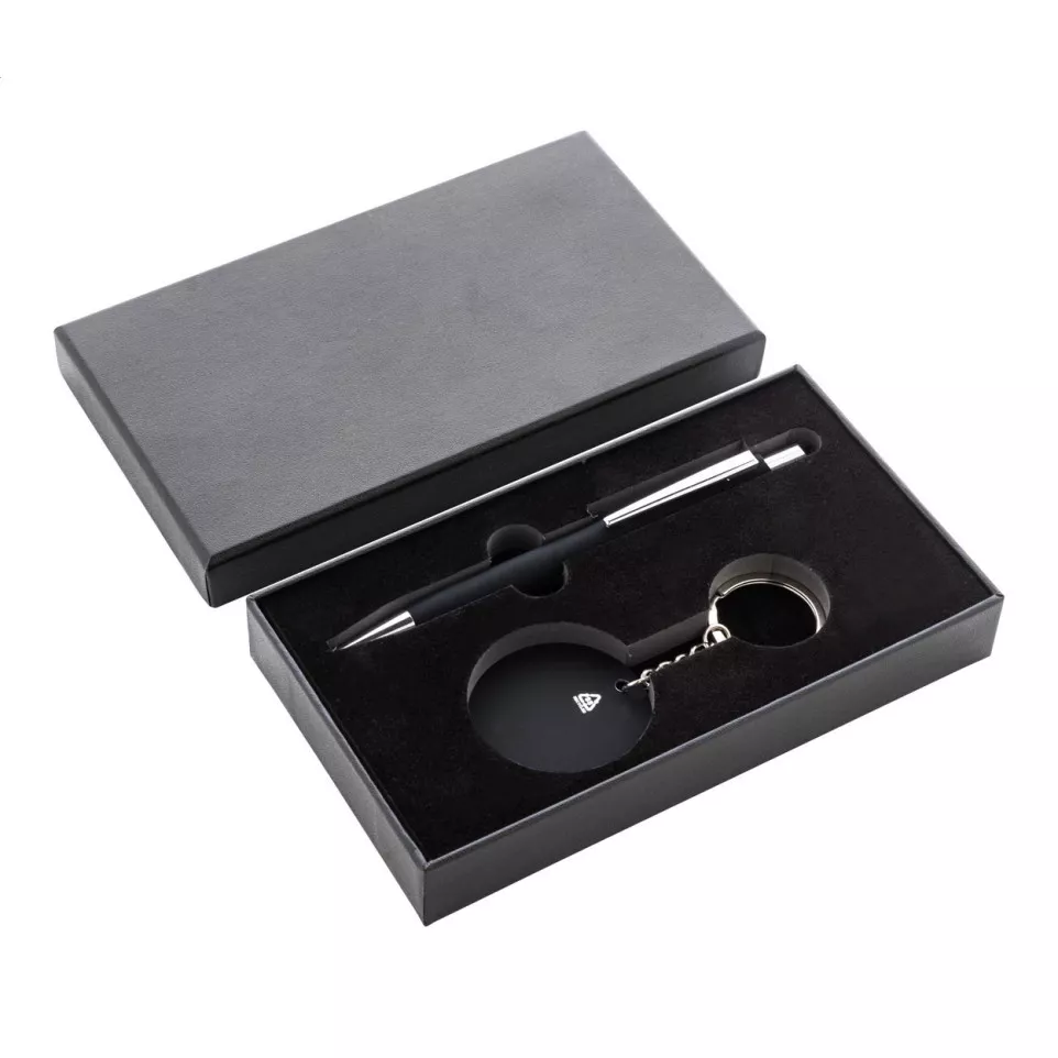 Miroset black  pen and keyring set 