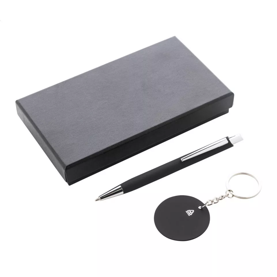 Miroset black  pen and keyring set 