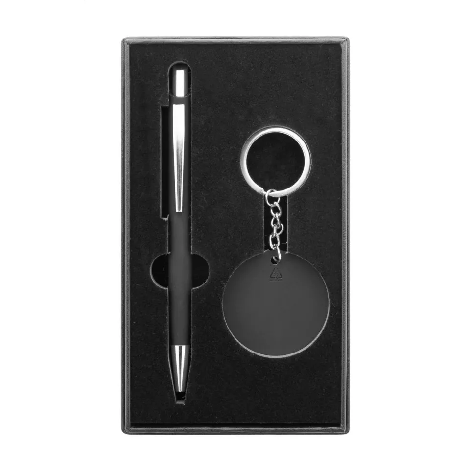 Miroset black  pen and keyring set 