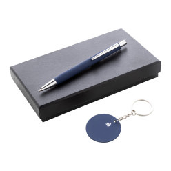 Miroset dark blue  pen and keyring set 