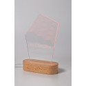 Woodify transparent natural LED light trophy, pentagon 