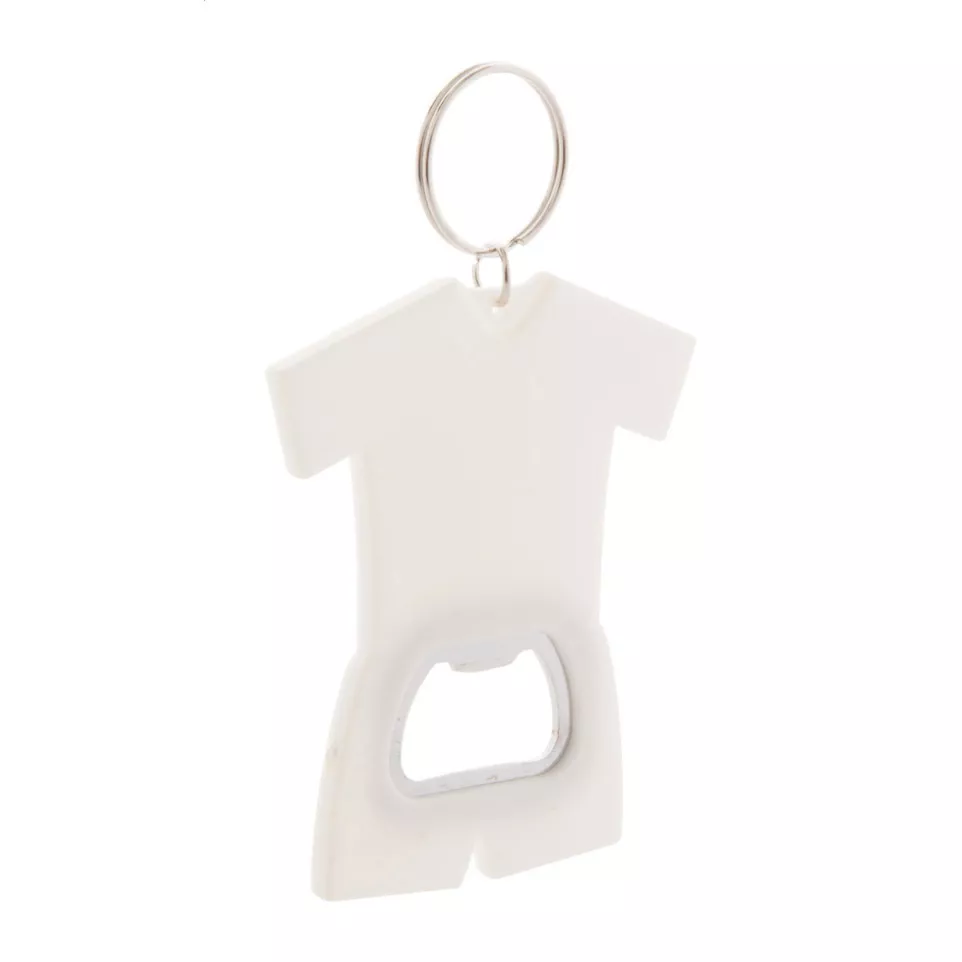 Soccer white  bottle opener keyring 