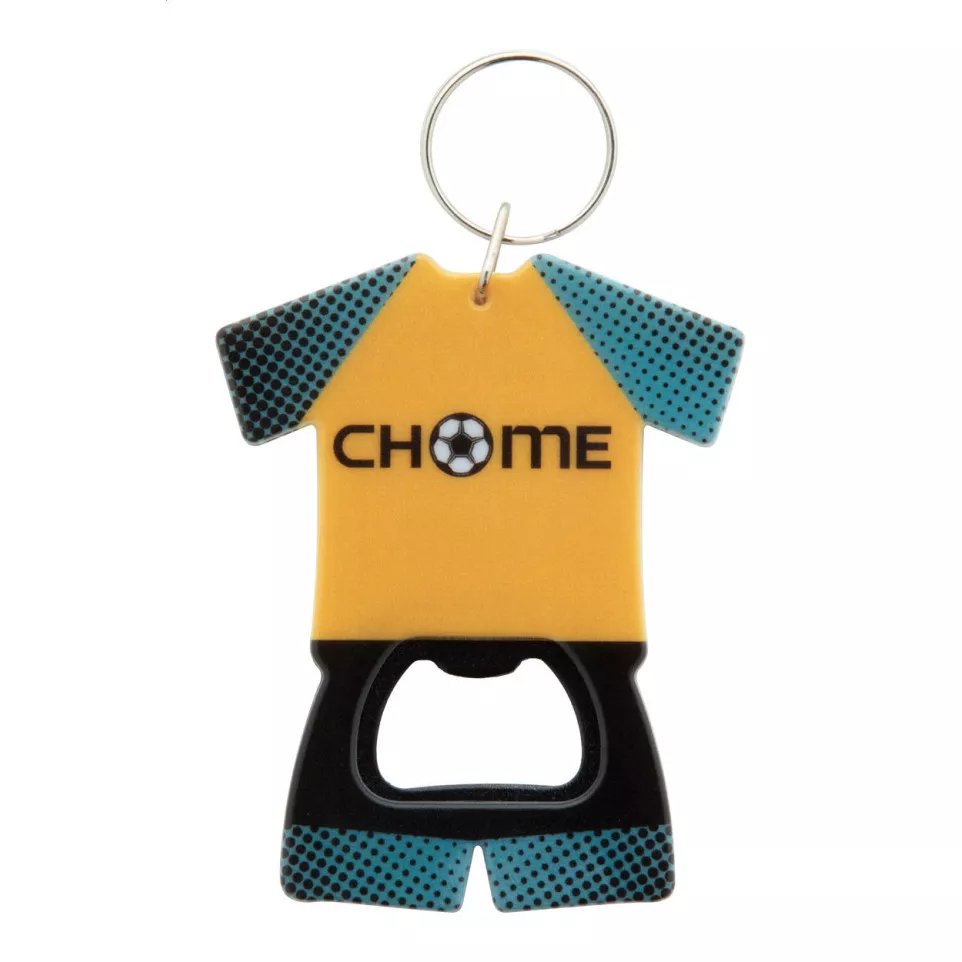 Soccer white  bottle opener keyring 