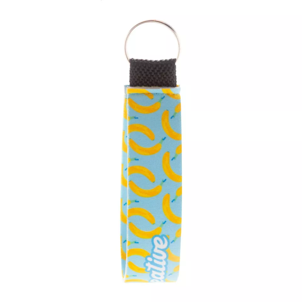 Strappy white  custom RPET keyring 