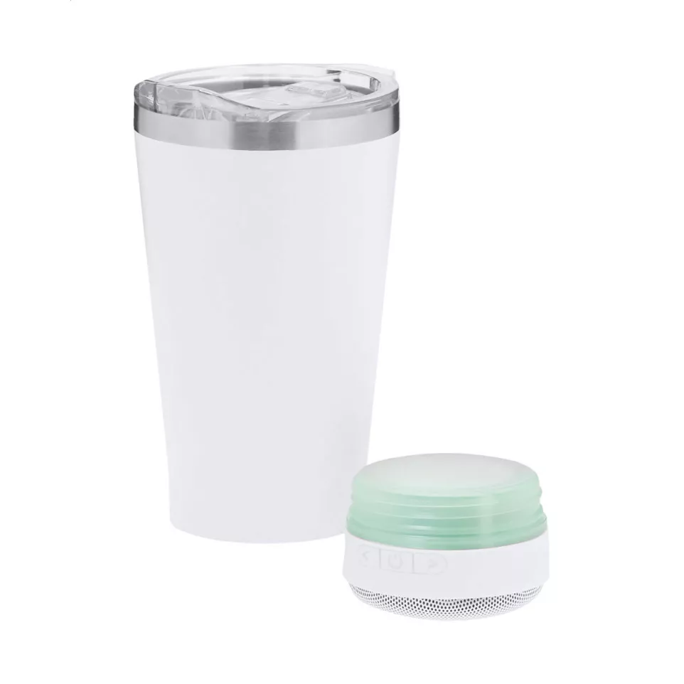 Duxen white  thermo cup with speaker 
