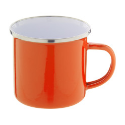 Enavint orange white enamel mug 