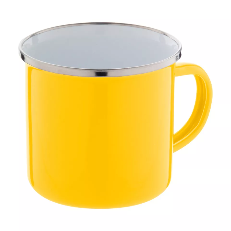 Enavint yellow white enamel mug 