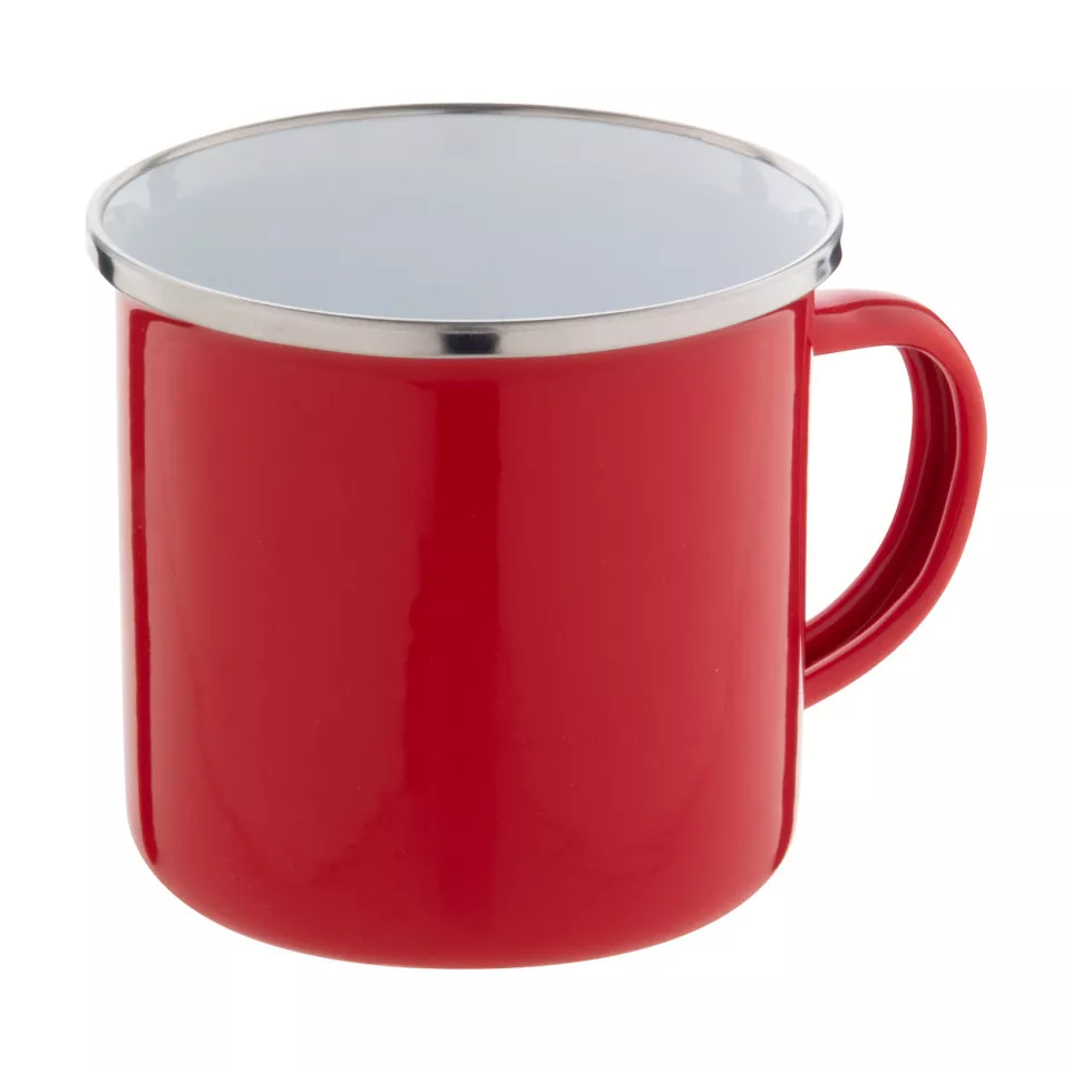 Enavint red white enamel mug 