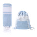 Praia light blue  beach towel and drawstring bag 