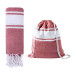 Praia red  beach towel and drawstring bag 