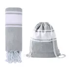 Praia grey  beach towel and drawstring bag 