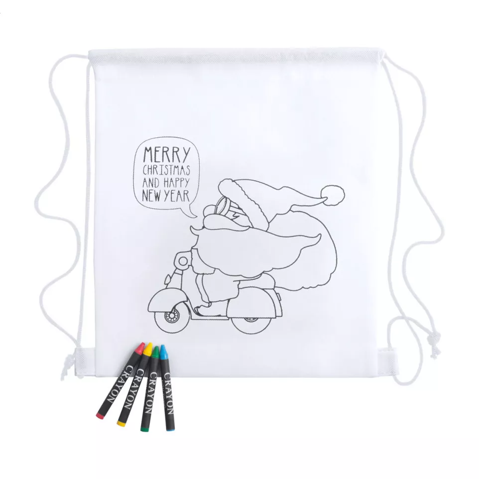 Kertran white  colouring drawstring bag 