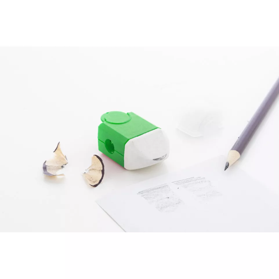 Pencix green white eraser and sharpener 