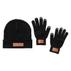 Pashen black  hat and gloves set 