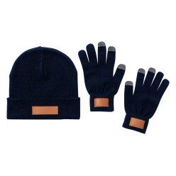 Pashen bleu foncé  Set bonnet et gants 