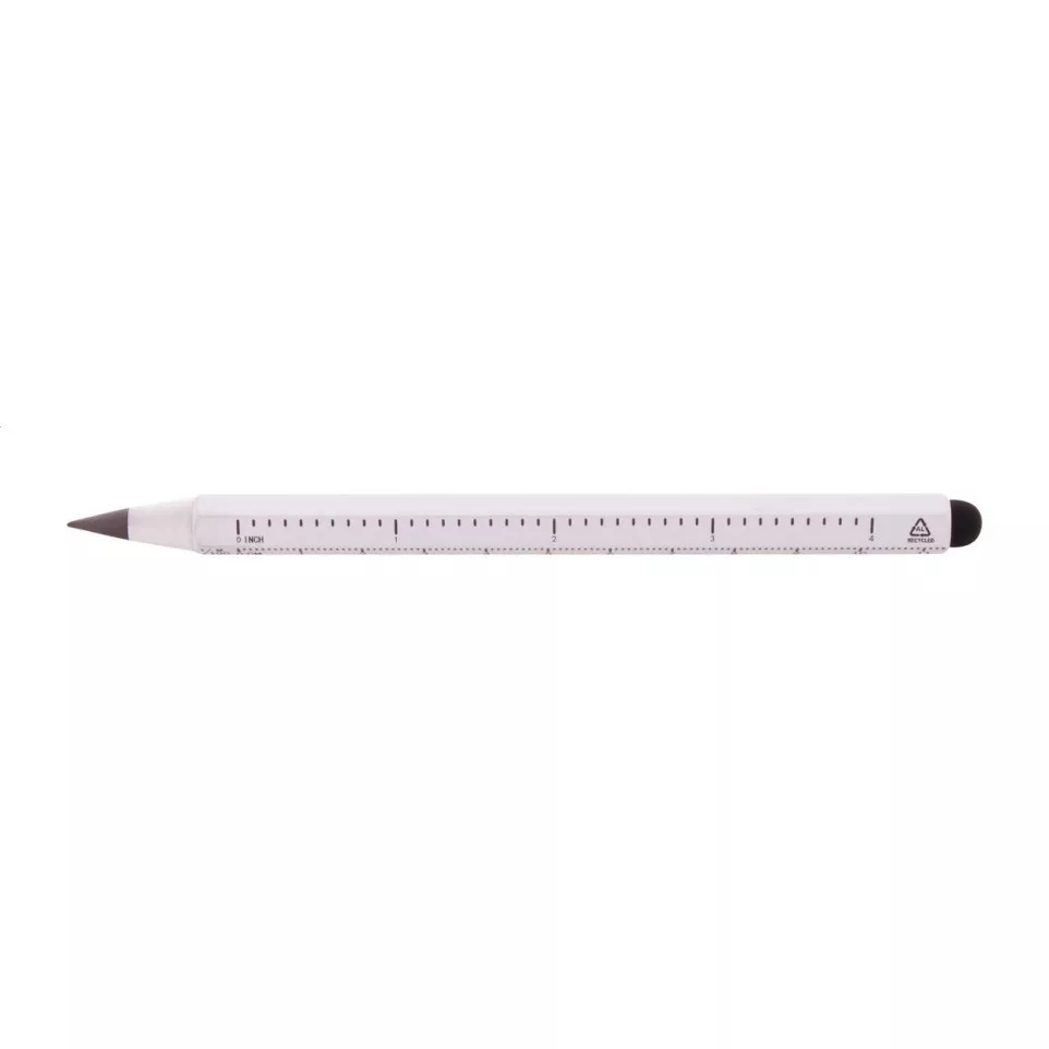 Ruloid white  inkless pen with ruler 