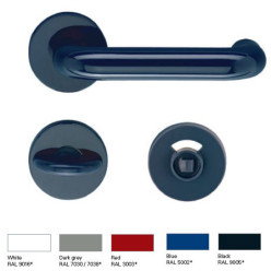 Paar deurkrukken nylon versterkt 20 mm met lichtgrijze rozetten WC / pce