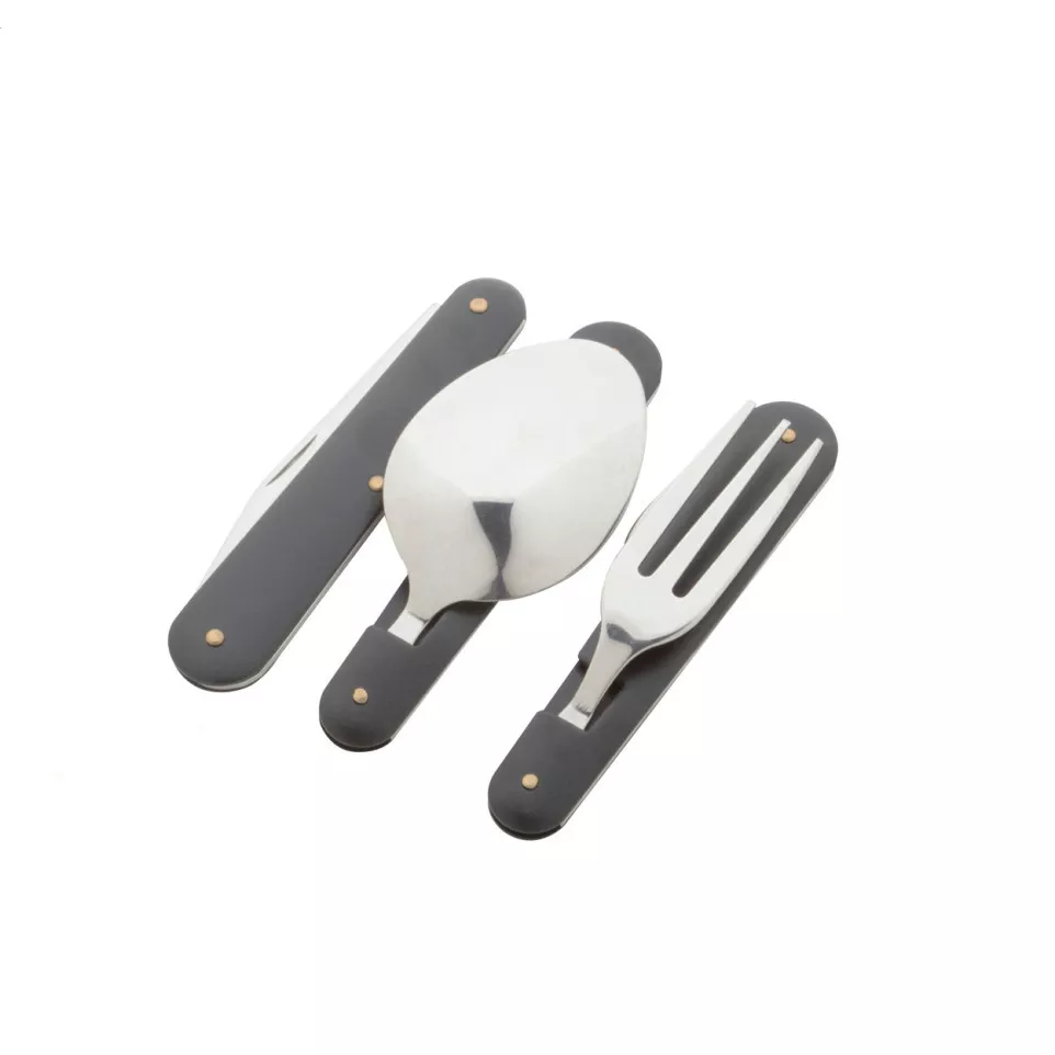 Platoon black  camping cutlery set 