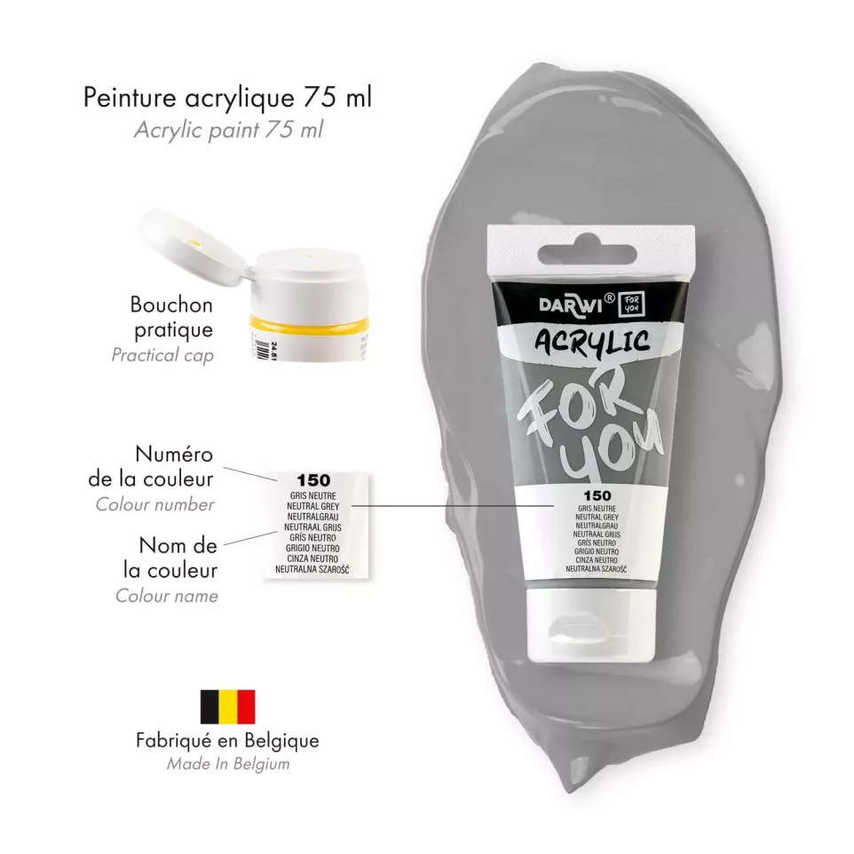 DFY Acryl neutraal grijs 75ml-/ St.