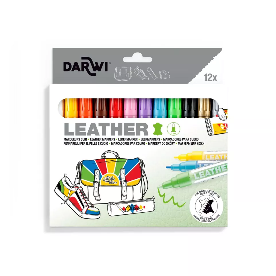 DARWI ledermarker 2mm set 12x6ml-UR 2...