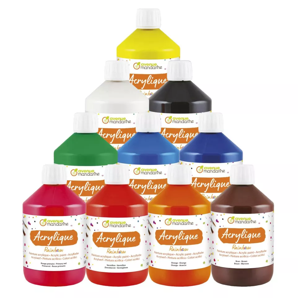 Rainbow - set 10 verfpotjes 500ml-s...