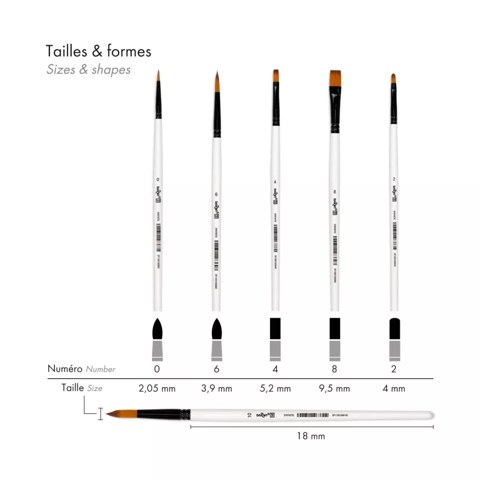 DFY Set of 5 thin brushes-/ Pc.