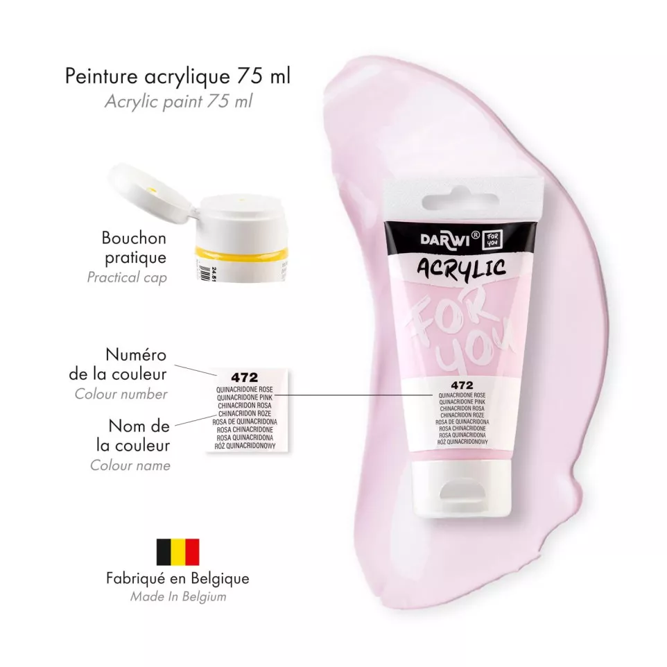 DFY Acryl Quinacridone roze 75ml-/ St.
