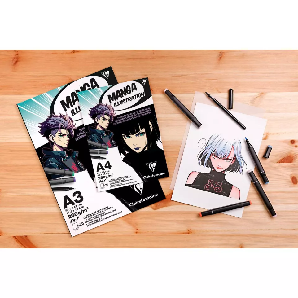 Bloc Illustration Manga A4 20F 250g/ Pce